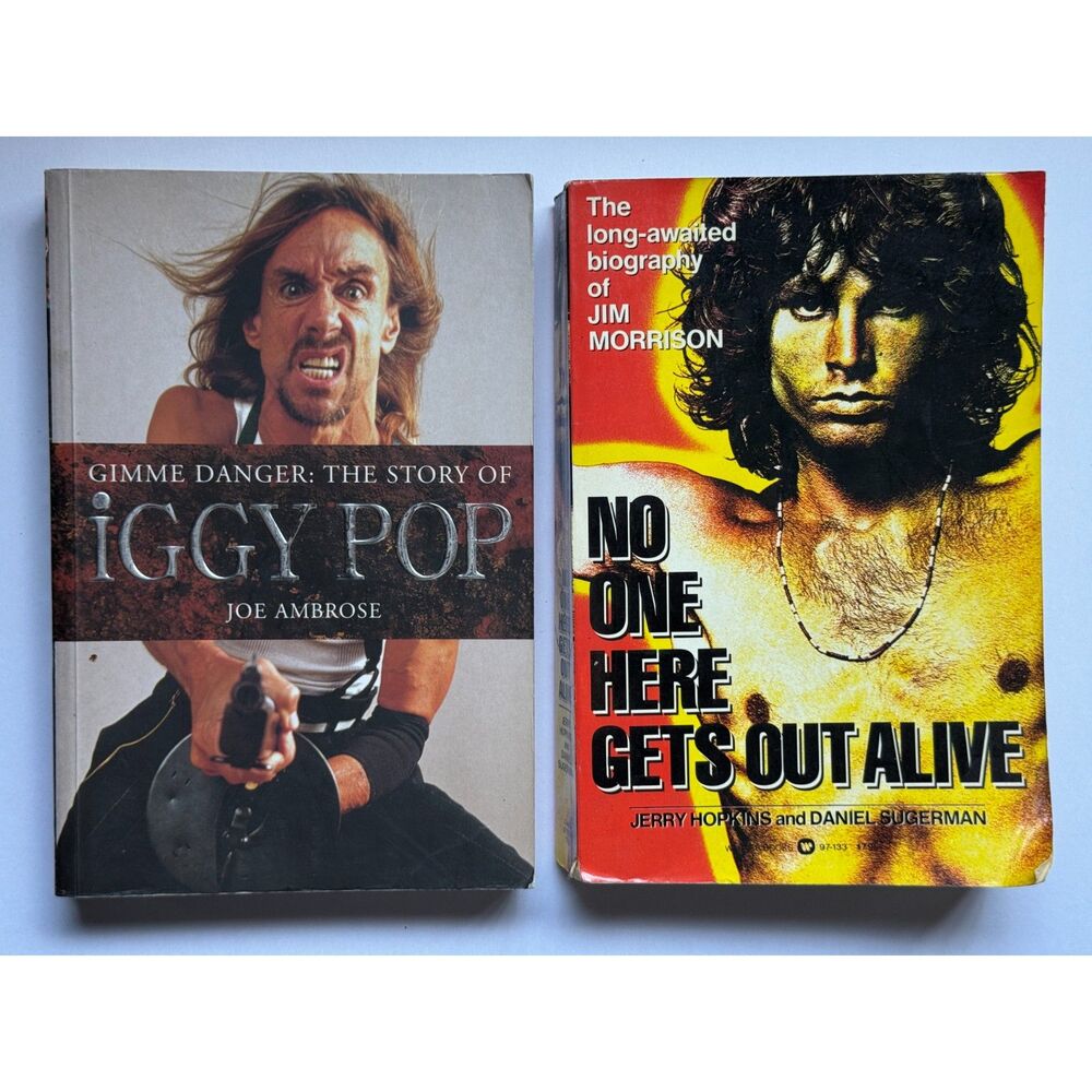 Iggy Pop & Jim Morrison Biography 2-Book Lot Gimme Danger & No One Here Gets Out